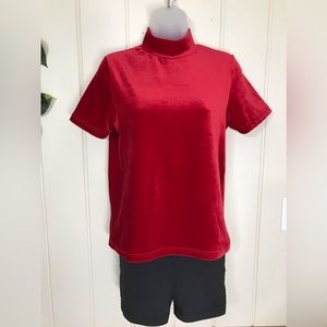 Cato Carolina Colours SS Red Velour Blouse 
Size Small 4 - 6
Stretch Material